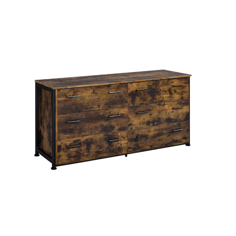 Brown and Black Six Drawer Double Dresser By Homeroots | Dressers | Modishstore - 1