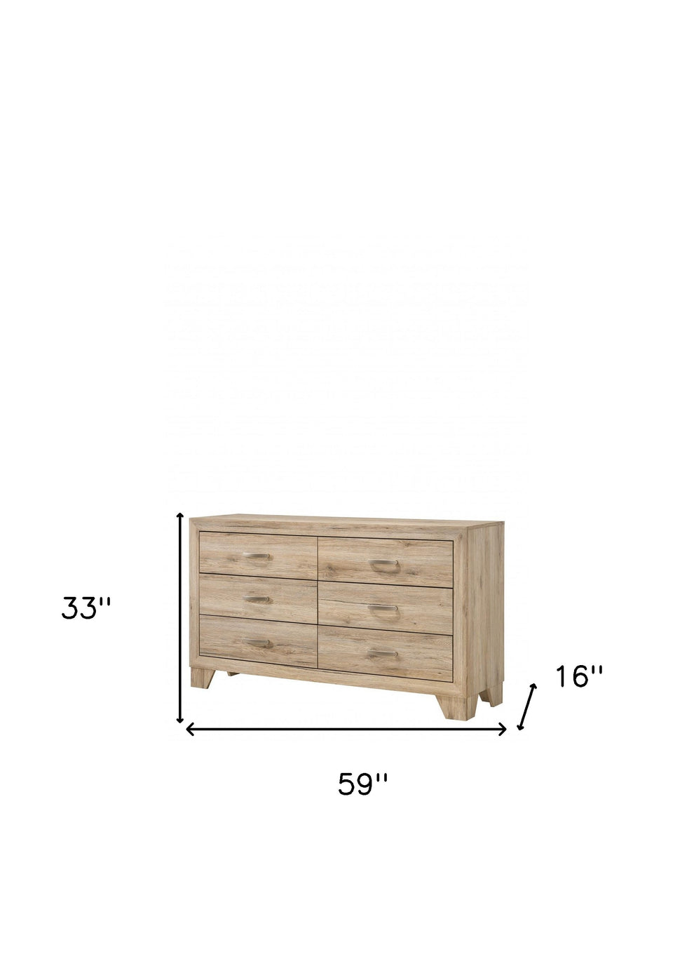 Natural Brown Manufactured Wood Six Drawer Double Dresser By Homeroots | Dressers | Modishstore - 5