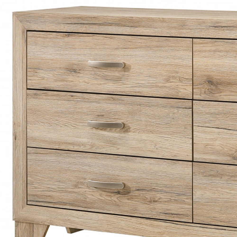 Natural Brown Manufactured Wood Six Drawer Double Dresser By Homeroots | Dressers | Modishstore - 3