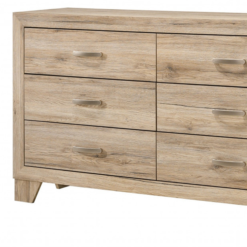 Natural Brown Manufactured Wood Six Drawer Double Dresser By Homeroots | Dressers | Modishstore - 4
