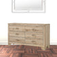 Natural Brown Manufactured Wood Six Drawer Double Dresser By Homeroots | Dressers | Modishstore - 2
