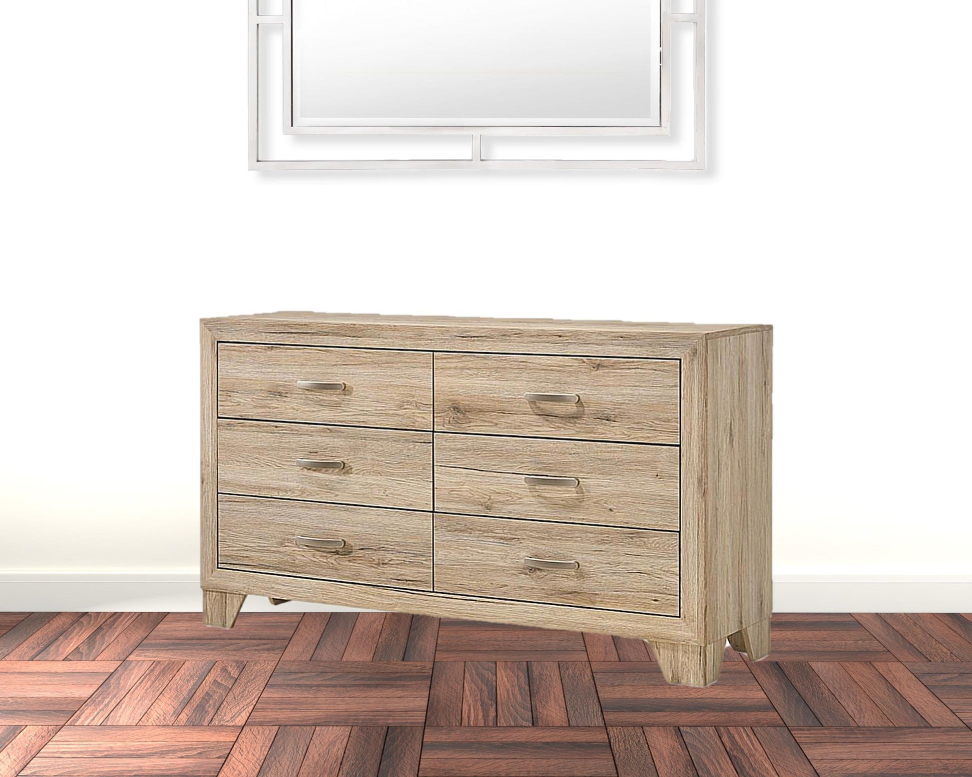 Natural Brown Manufactured Wood Six Drawer Double Dresser By Homeroots | Dressers | Modishstore - 2