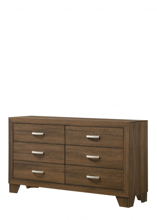 Brown Solid and Manufactured Wood Six Drawer Double Dresser By Homeroots | Dressers | Modishstore - 1
