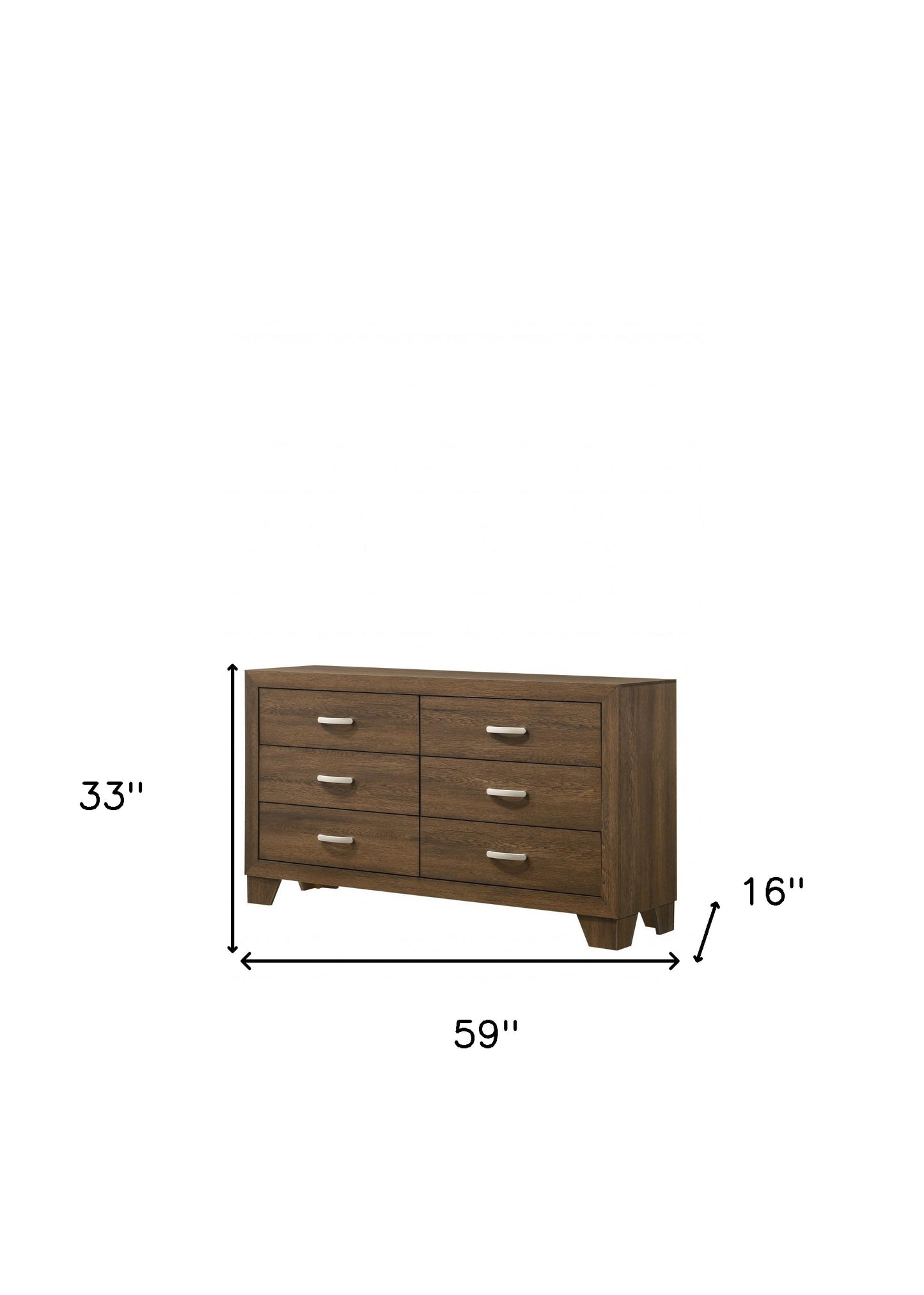 Brown Solid and Manufactured Wood Six Drawer Double Dresser By Homeroots | Dressers | Modishstore - 5