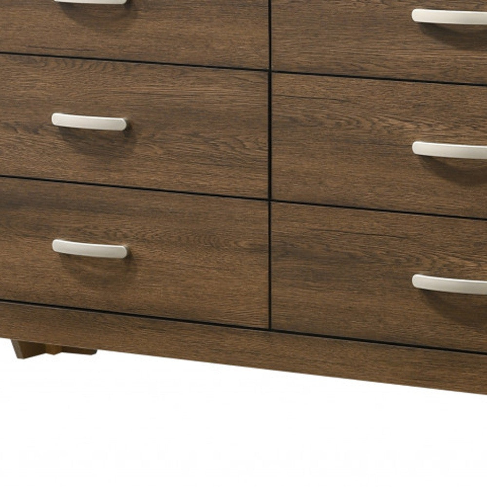 Brown Solid and Manufactured Wood Six Drawer Double Dresser By Homeroots | Dressers | Modishstore - 3