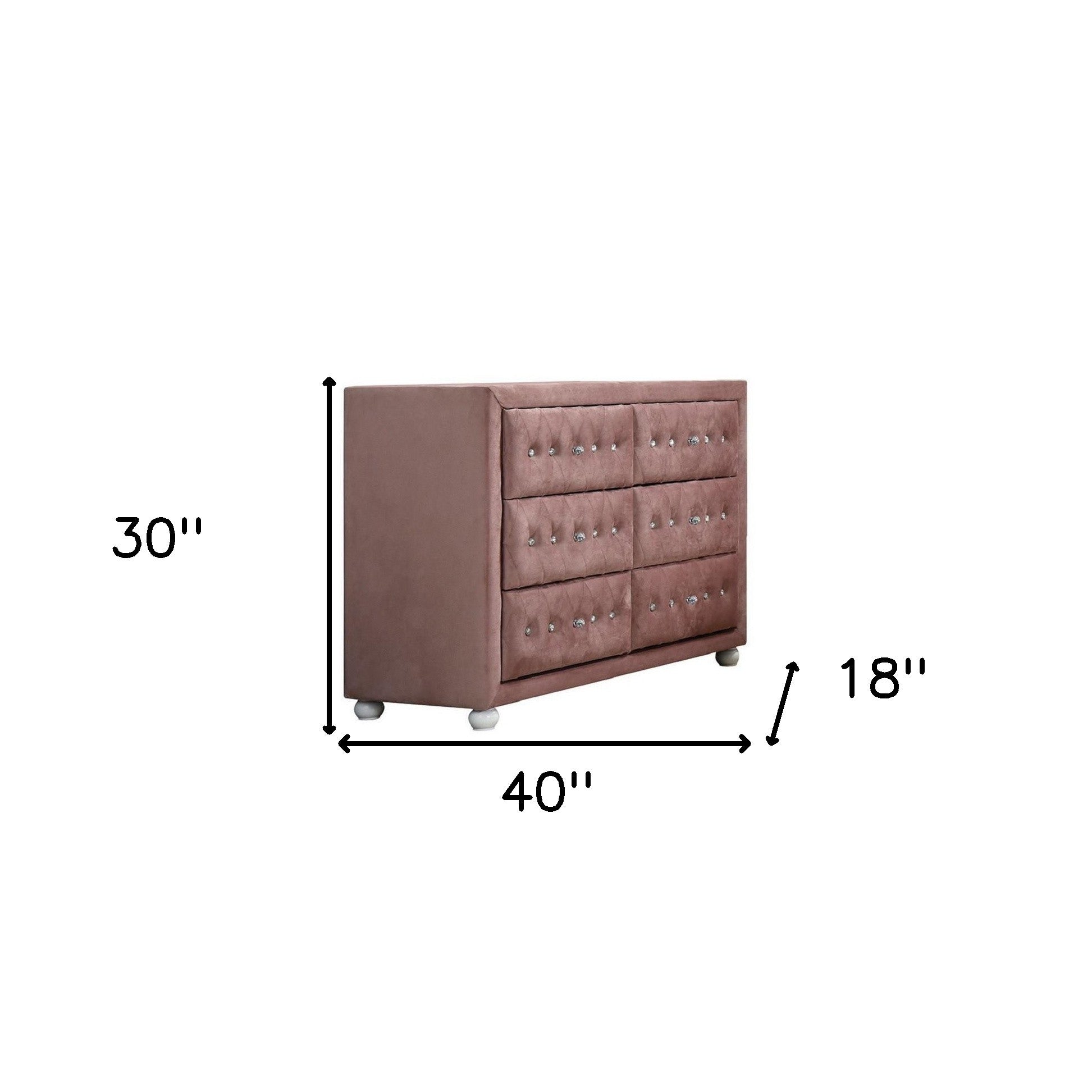 Pink Solid and Manufactured Wood Six Drawer Double Dresser By Homeroots | Dressers | Modishstore - 2