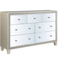 Champagne Solid and Manufactured Wood Mirrored Seven Drawer Triple Dresser By Homeroots | Dressers | Modishstore - 6