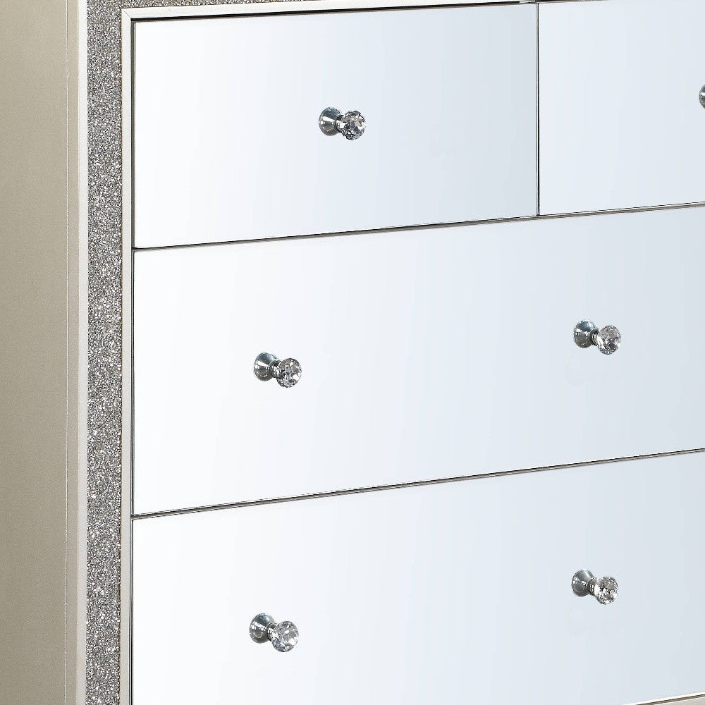 Champagne Solid and Manufactured Wood Mirrored Seven Drawer Triple Dresser By Homeroots | Dressers | Modishstore - 3