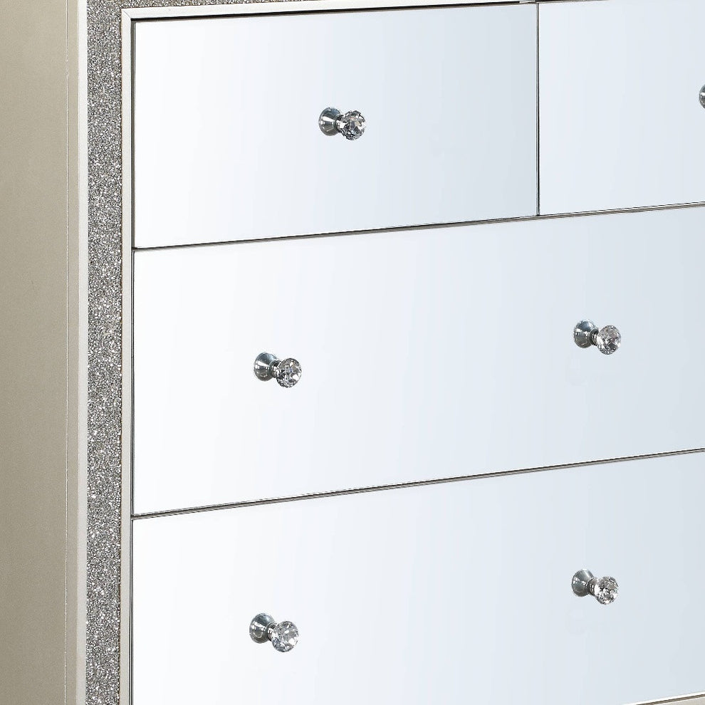 Champagne Solid and Manufactured Wood Mirrored Seven Drawer Triple Dresser By Homeroots | Dressers | Modishstore - 3