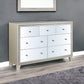Champagne Solid and Manufactured Wood Mirrored Seven Drawer Triple Dresser By Homeroots | Dressers | Modishstore - 1
