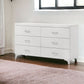 White Solid and Manufactured Wood Six Drawer Double Dresser By Homeroots | Dressers | Modishstore - 4