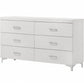 White Solid and Manufactured Wood Six Drawer Double Dresser By Homeroots | Dressers | Modishstore - 1