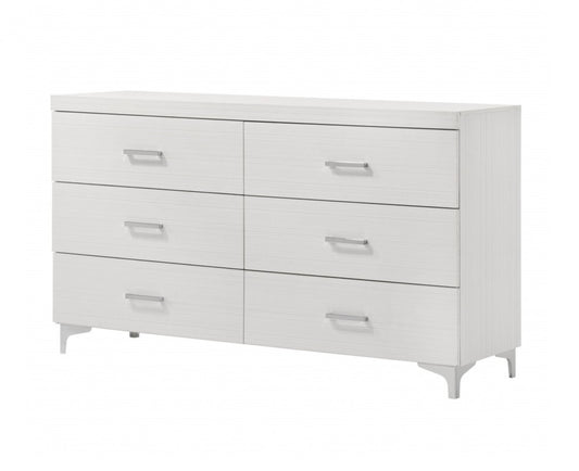 White Solid and Manufactured Wood Six Drawer Double Dresser By Homeroots | Dressers | Modishstore - 1