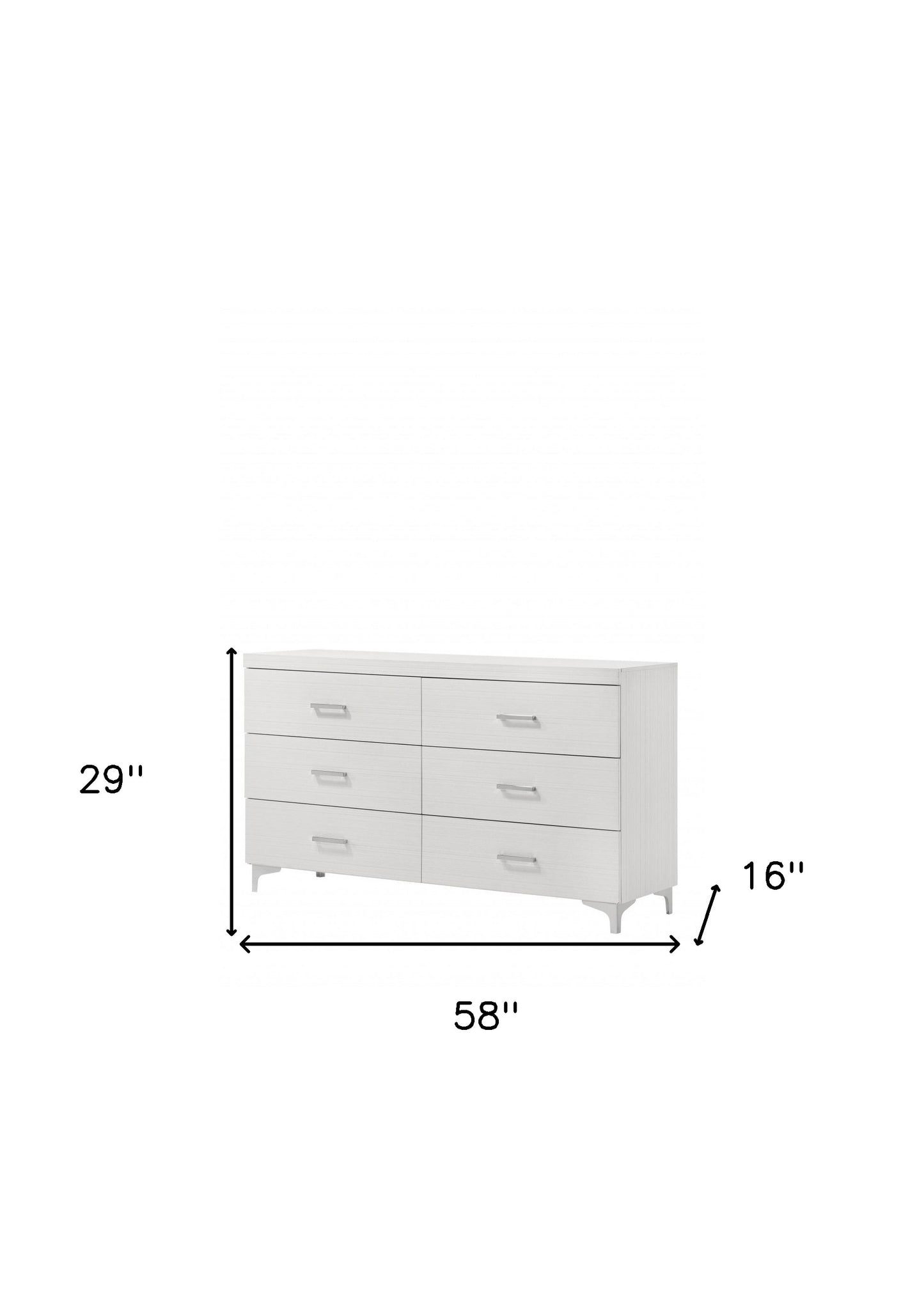 White Solid and Manufactured Wood Six Drawer Double Dresser By Homeroots | Dressers | Modishstore - 3