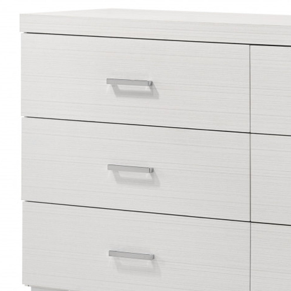 White Solid and Manufactured Wood Six Drawer Double Dresser By Homeroots | Dressers | Modishstore - 5