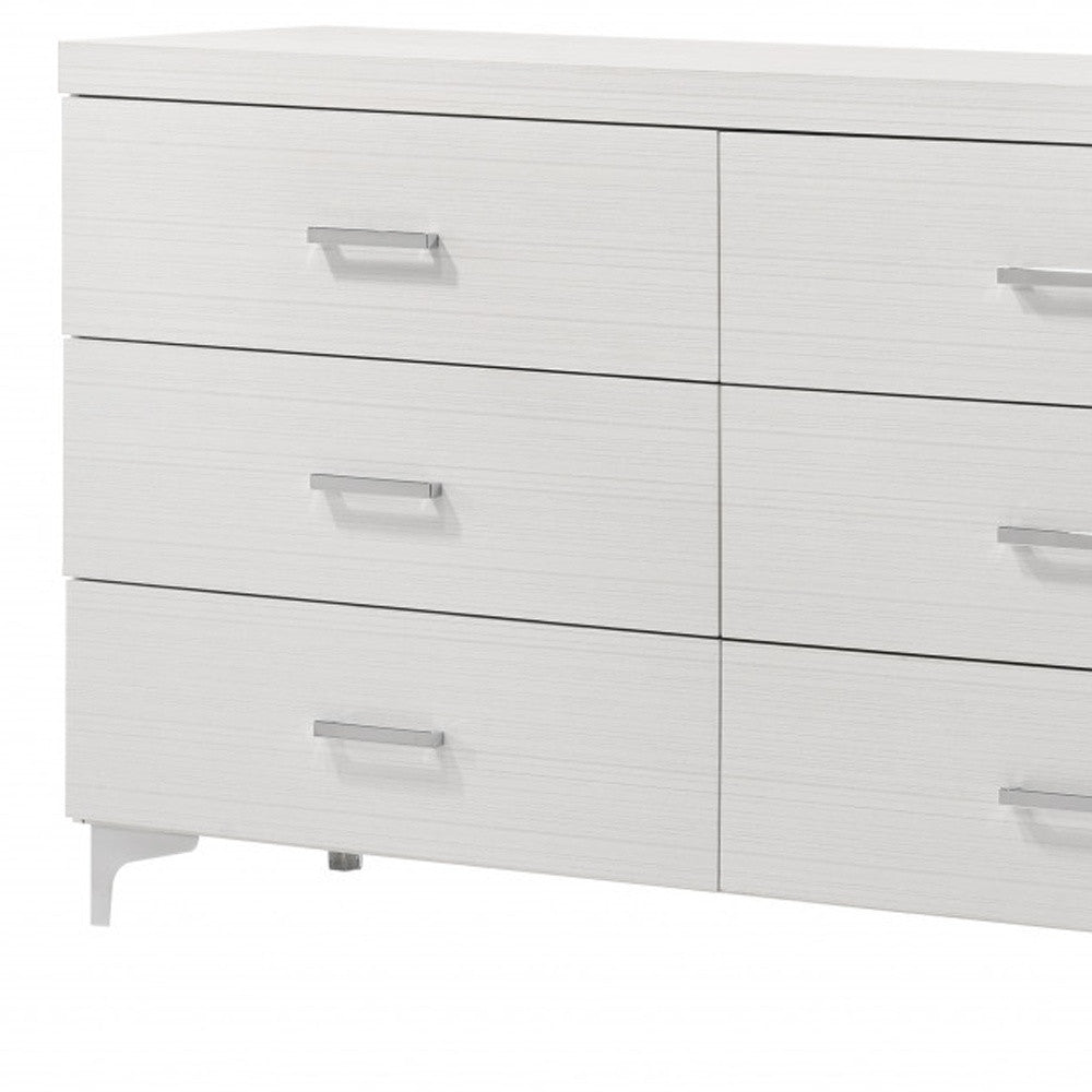White Solid and Manufactured Wood Six Drawer Double Dresser By Homeroots | Dressers | Modishstore - 2