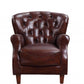 Brown and Steel Blue Top Grain Leather Tufted Club Chair By Homeroots | Accent Chairs | Modishstore - 2
