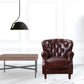 Brown and Steel Blue Top Grain Leather Tufted Club Chair By Homeroots | Accent Chairs | Modishstore - 6