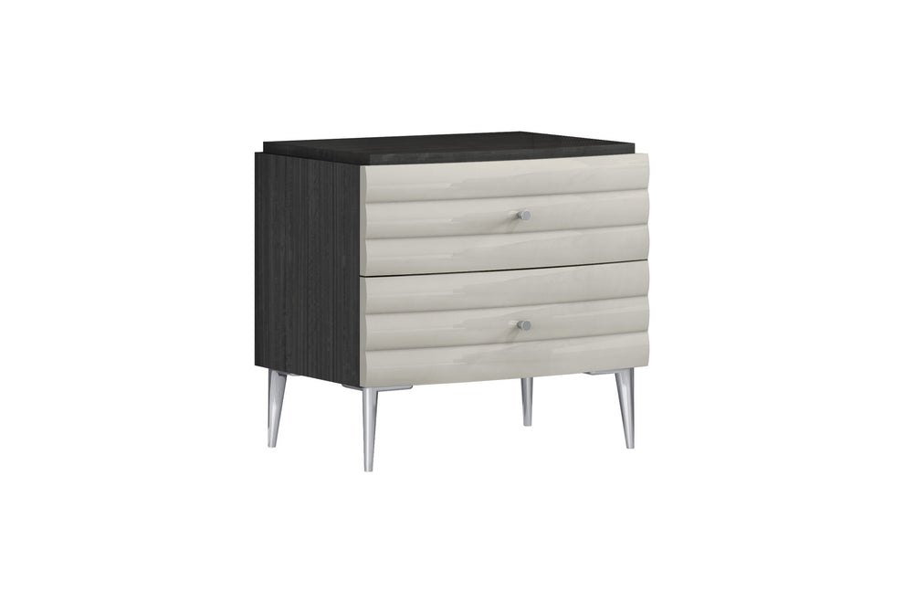 Dark Gray And Ivory Light Gray Two Drawer Nightstand By Homeroots | Nightstands | Modishstore - 6