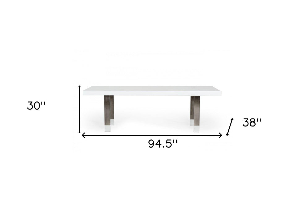 White And Gray Stainless Steel Dining Table By Homeroots | Dining Tables | Modishstore - 4