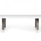 White And Gray Stainless Steel Dining Table By Homeroots | Dining Tables | Modishstore - 2