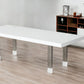 White And Gray Stainless Steel Dining Table By Homeroots | Dining Tables | Modishstore - 1