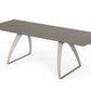 Gray Glass And Metal Self-Storing Leaf Sled Base Dining Table By Homeroots | Dining Tables | Modishstore - 5