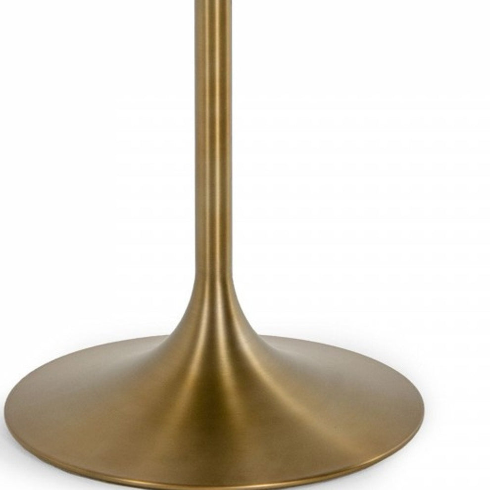 White And Gold Rounded Marble And Metal Dining Table By Homeroots | Dining Tables | Modishstore - 3