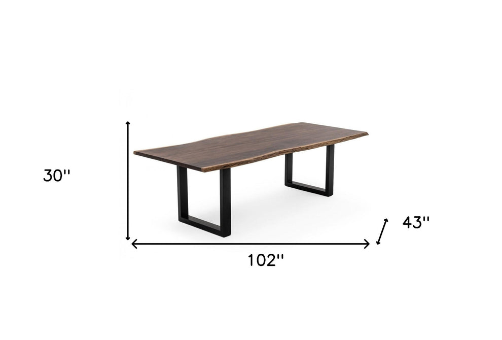 Brown And Black Solid Wood And Metal Sled Base Dining Table By Homeroots | Dining Tables | Modishstore - 8