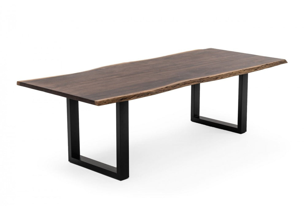 Brown And Black Solid Wood And Metal Sled Base Dining Table By Homeroots | Dining Tables | Modishstore - 2