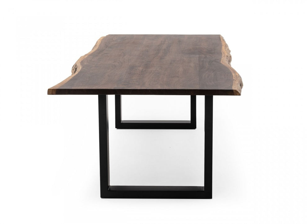 Brown And Black Solid Wood And Metal Sled Base Dining Table By Homeroots | Dining Tables | Modishstore - 3