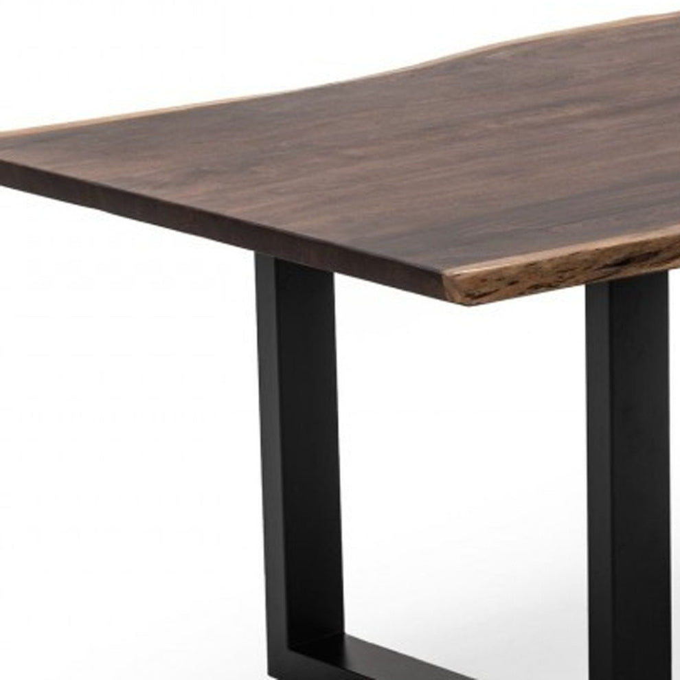 Brown And Black Solid Wood And Metal Sled Base Dining Table By Homeroots | Dining Tables | Modishstore - 4