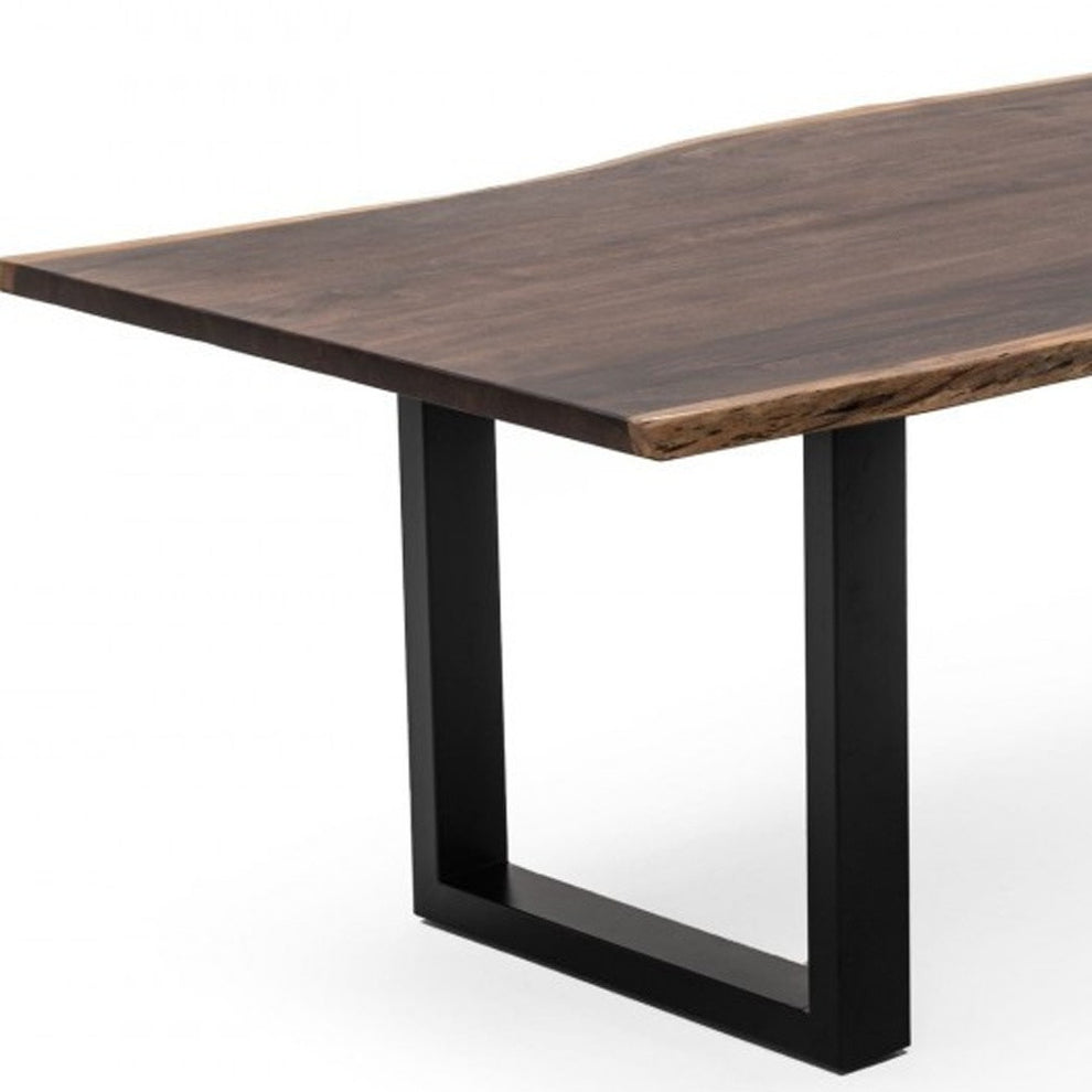 Brown And Black Solid Wood And Metal Sled Base Dining Table By Homeroots | Dining Tables | Modishstore - 5