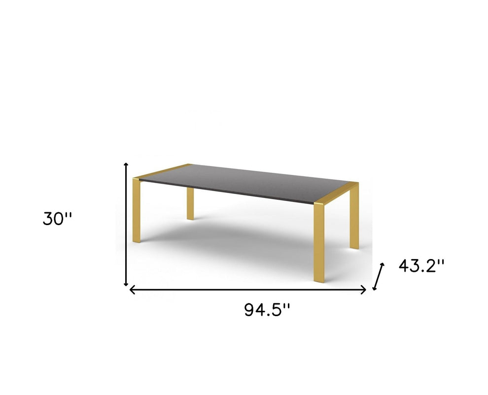 Gray And Brass Stainless Steel Dining Table By Homeroots | Dining Tables | Modishstore - 5