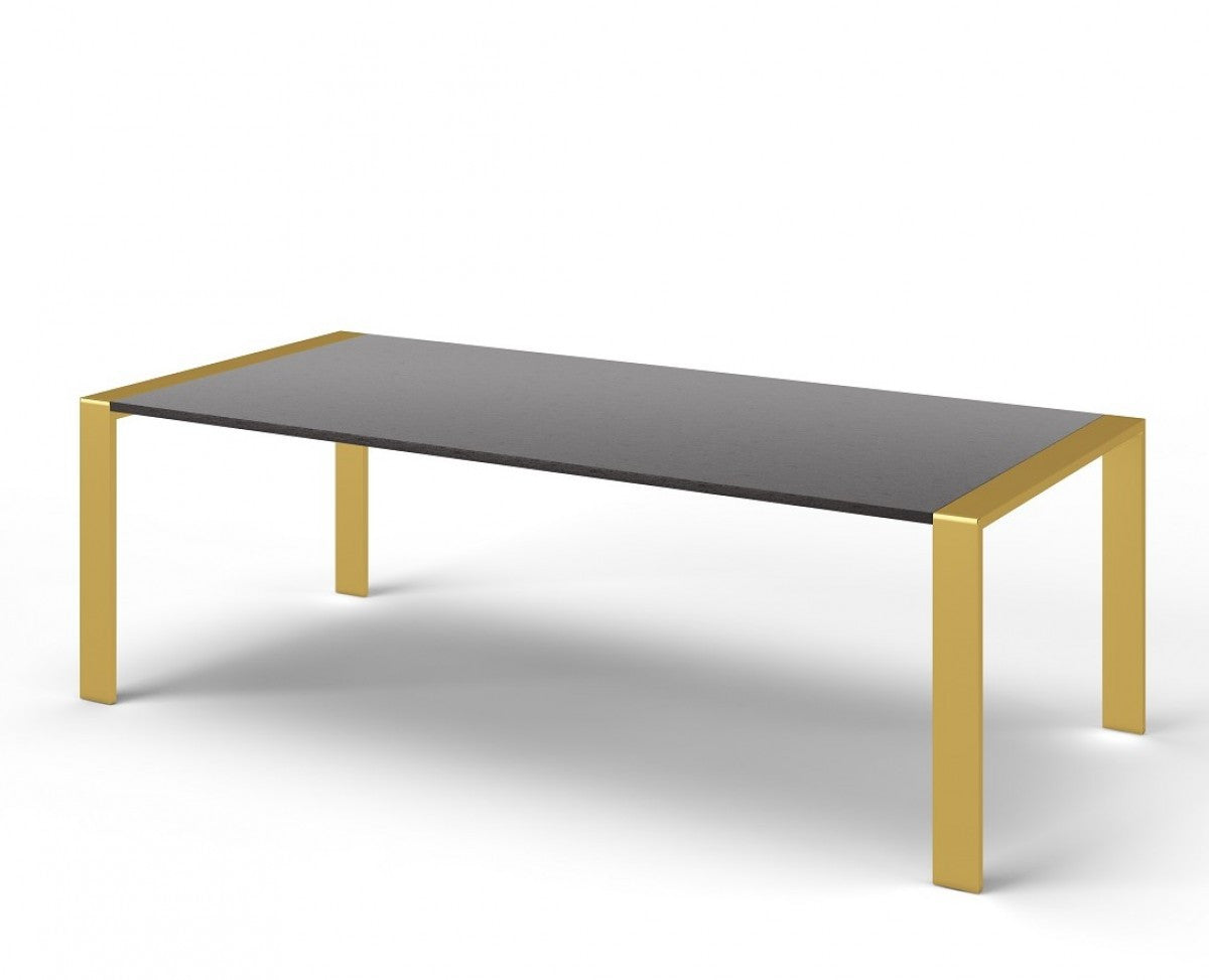 Gray And Brass Stainless Steel Dining Table By Homeroots | Dining Tables | Modishstore - 2