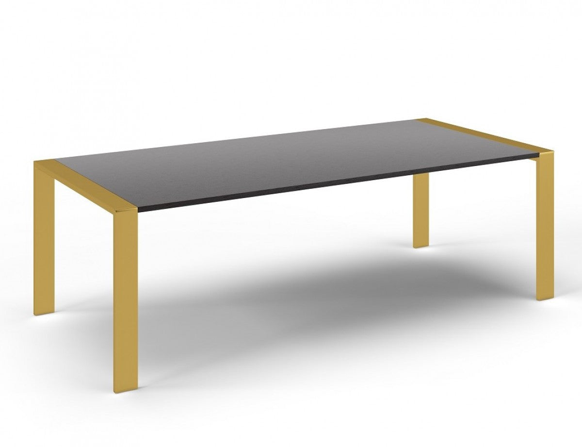 Gray And Brass Stainless Steel Dining Table By Homeroots | Dining Tables | Modishstore - 3