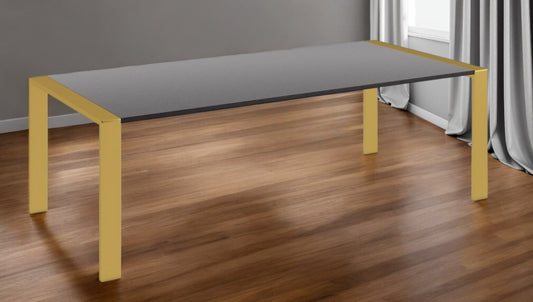 Gray And Brass Stainless Steel Dining Table By Homeroots | Dining Tables | Modishstore - 1