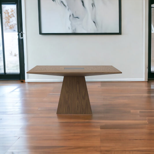 Walnut Square Solid Manufactured Wood Dining Table By Homeroots | Dining Tables | Modishstore - 1
