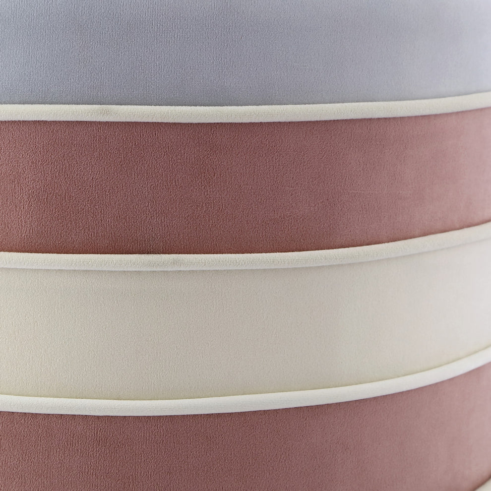 Blush Velvet And Gold Round Striped Ottoman By Homeroots | Ottomans | Modishstore - 5