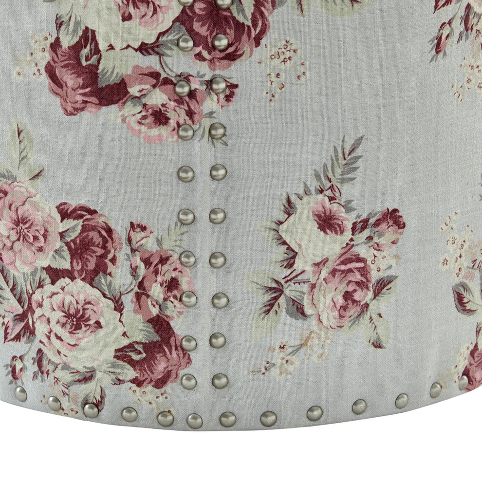 Pink Linen Round Floral Ottoman By Homeroots | Ottomans | Modishstore - 2
