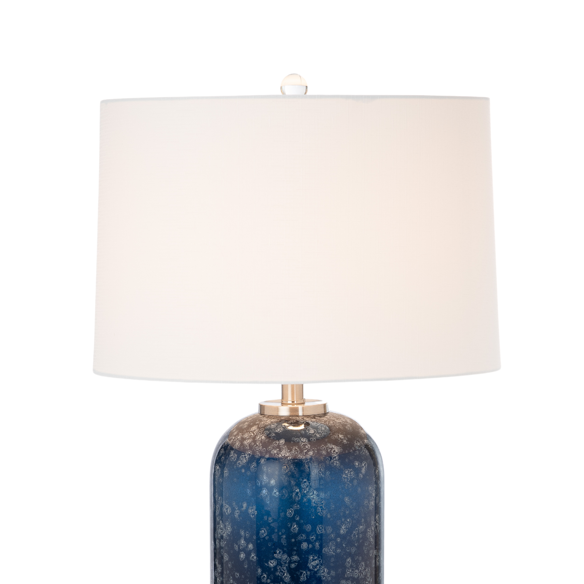 Set of Two Blue Crystal Table Lamp With White Drum Shade By Homeroots | Table Lamps | Modishstore - 5