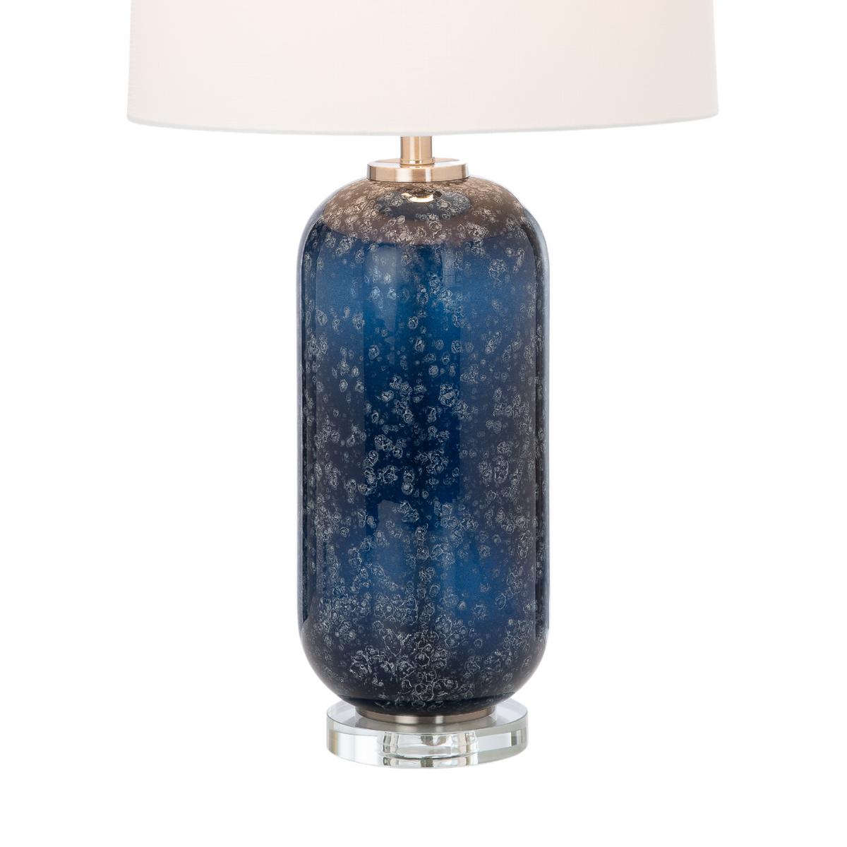 Set of Two Blue Crystal Table Lamp With White Drum Shade By Homeroots | Table Lamps | Modishstore - 1