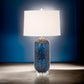 Set of Two Blue Crystal Table Lamp With White Drum Shade By Homeroots | Table Lamps | Modishstore - 2