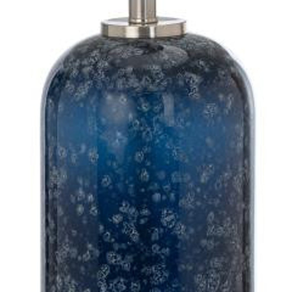 Set of Two Blue Crystal Table Lamp With White Drum Shade By Homeroots | Table Lamps | Modishstore - 7