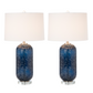 Set of Two Blue Crystal Table Lamp With White Drum Shade By Homeroots | Table Lamps | Modishstore - 8