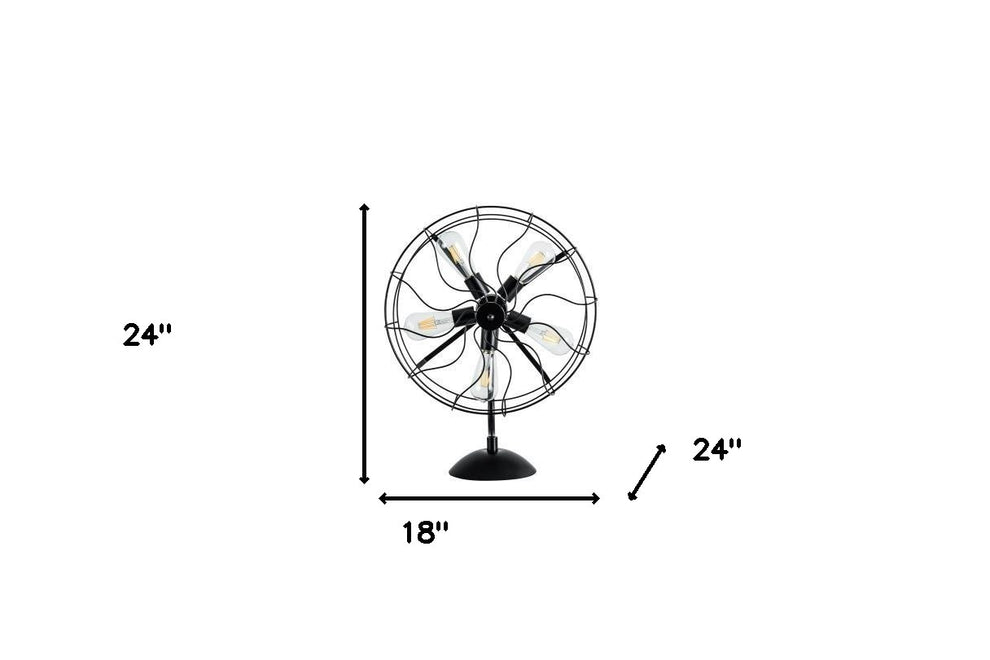 Black Industrial Fan Design Metal Table Lamp By Homeroots | Table Lamps | Modishstore - 3