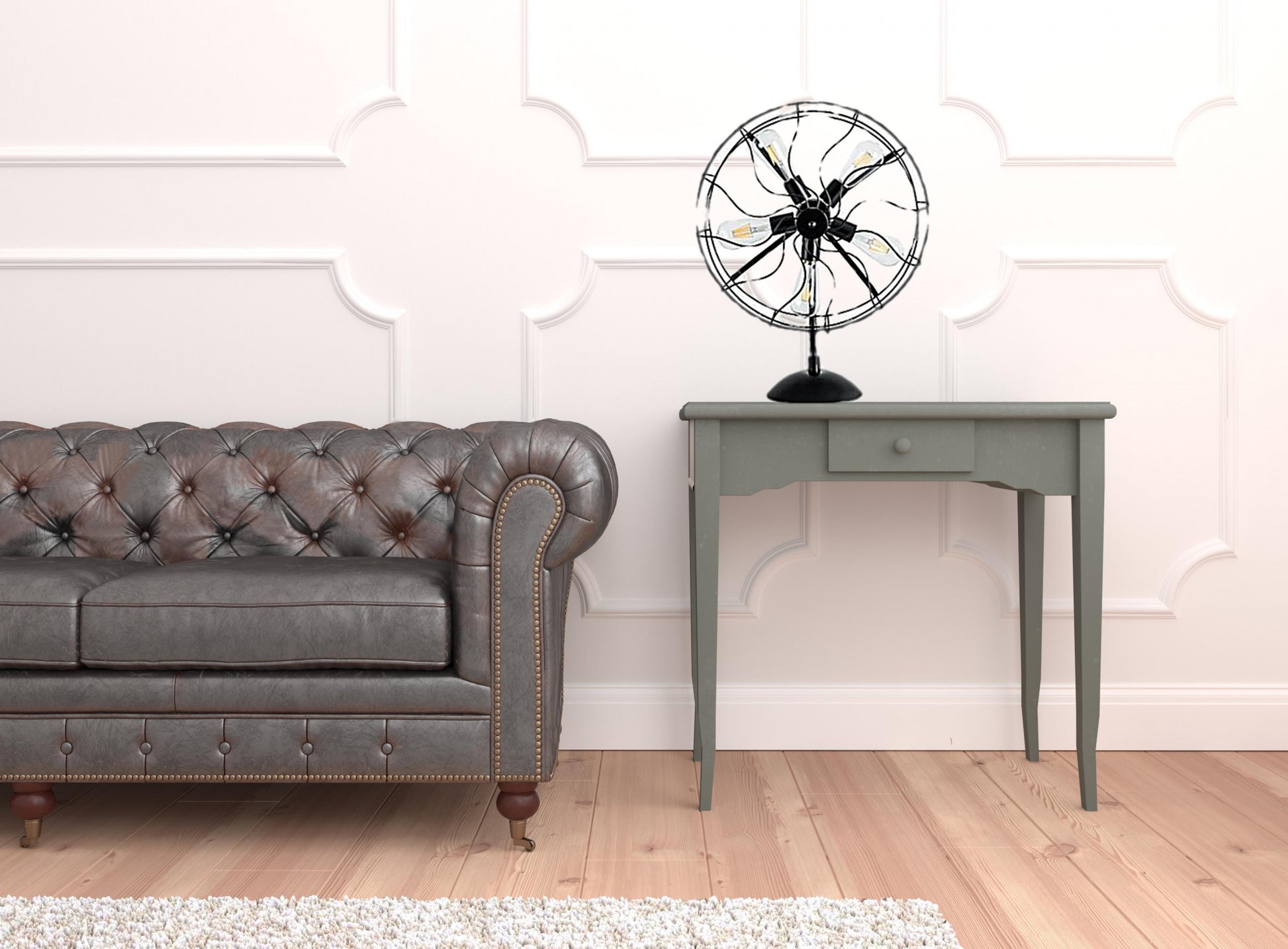 Black Industrial Fan Design Metal Table Lamp By Homeroots | Table Lamps | Modishstore - 4