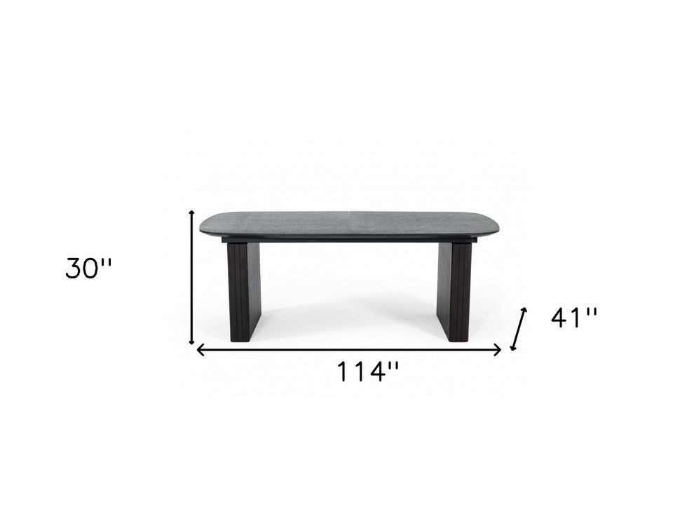 Smoked Rectangular Manufactured Wood Self-Storing Leaf Dining Table By Homeroots | Dining Tables | Modishstore - 3