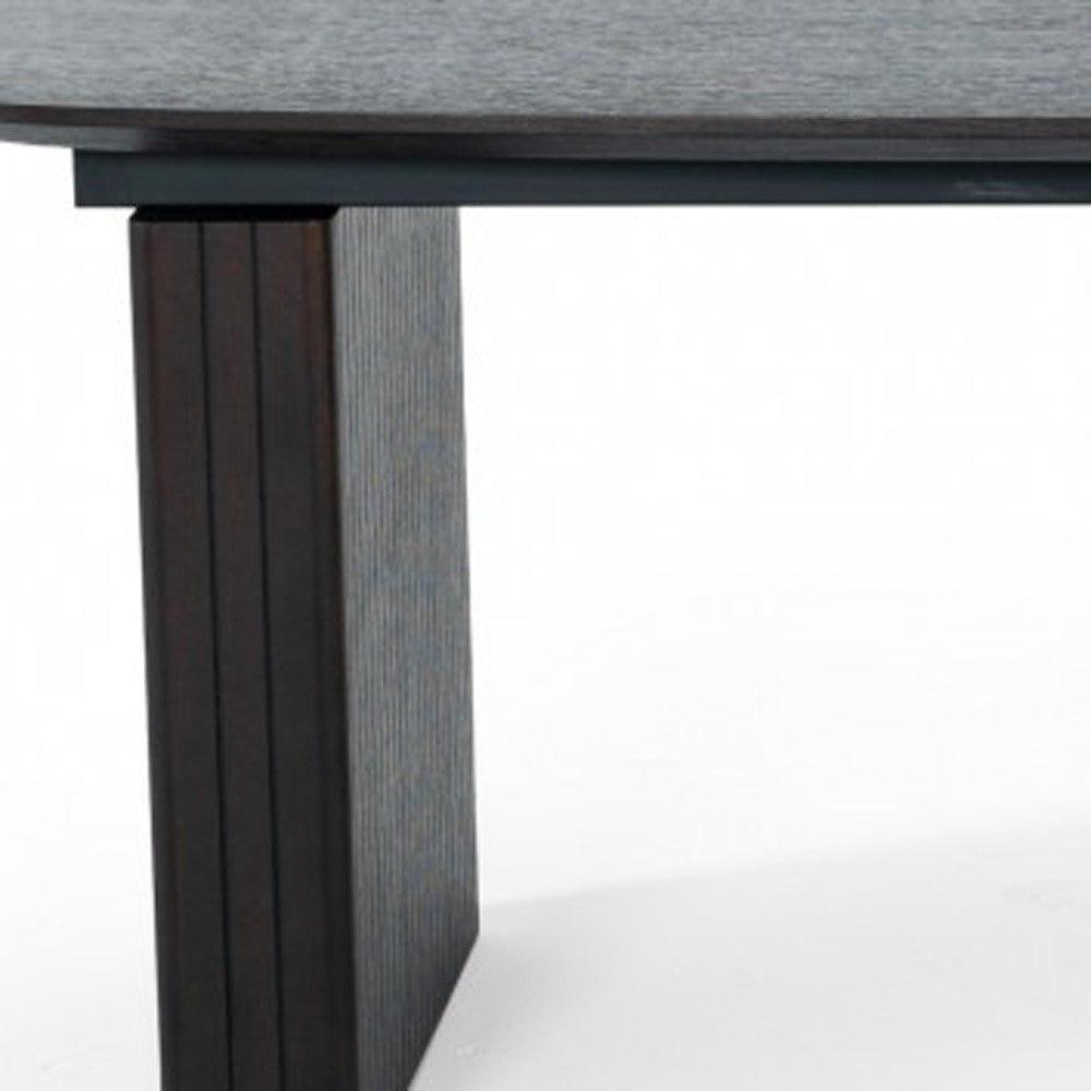 Smoked Rectangular Manufactured Wood Self-Storing Leaf Dining Table By Homeroots | Dining Tables | Modishstore - 5