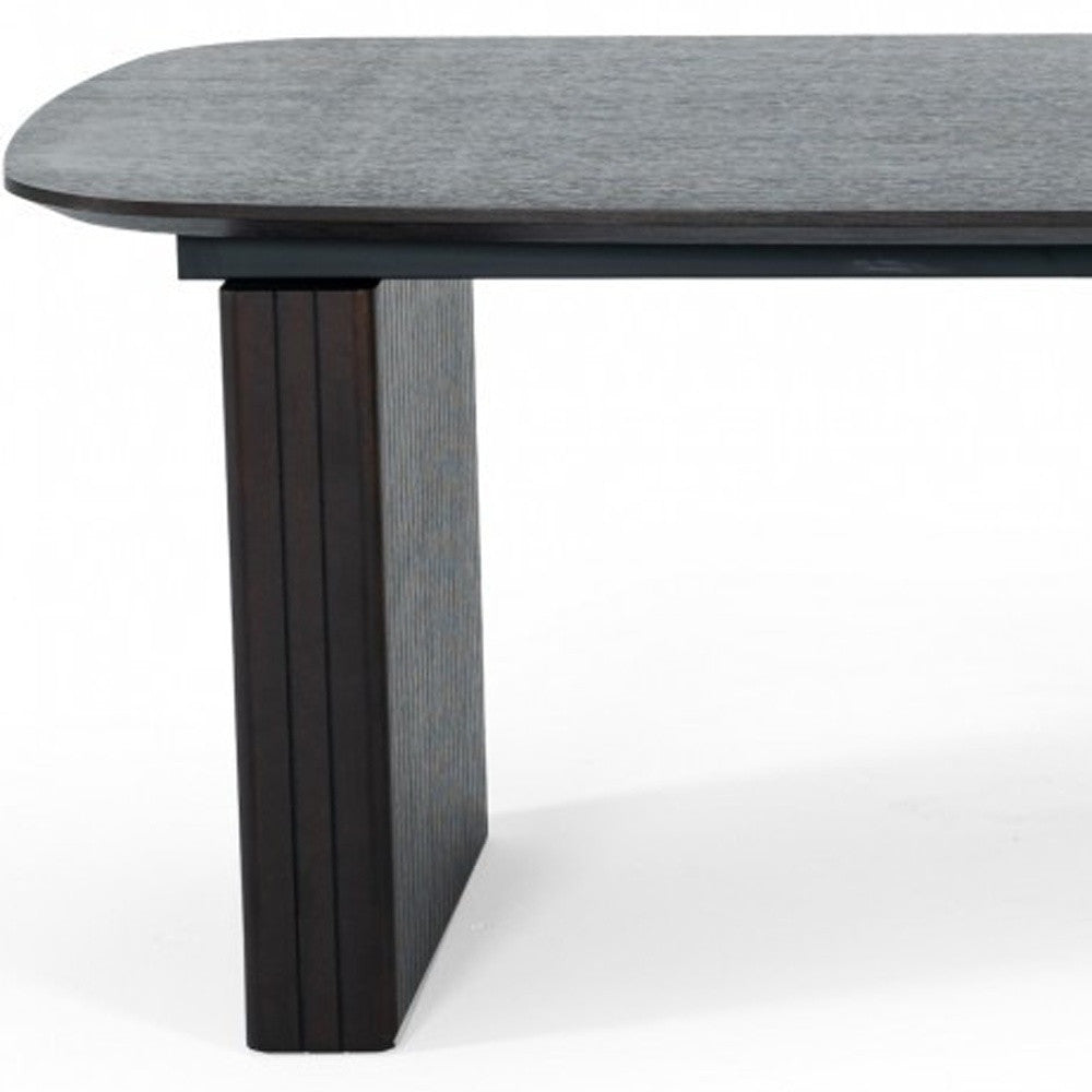 Smoked Rectangular Manufactured Wood Self-Storing Leaf Dining Table By Homeroots | Dining Tables | Modishstore - 6